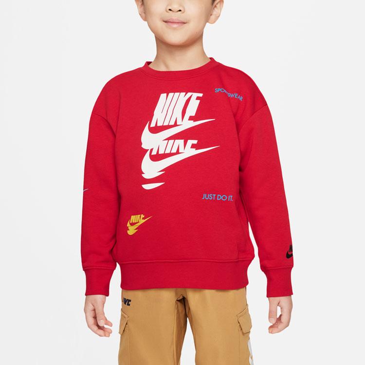 Nike Sweatshirt With Letter Print Round Neck Pullover Kids tops Red DV4364--657