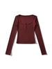 Women's Autumn Spicy Girl Square Neck Faux Cashmere Long Sleeve Top