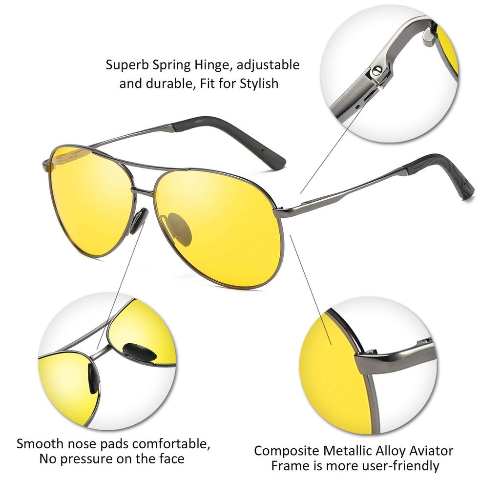 FEISEDY Night Driving Teardrop Night Polarized for and Rainy B2294 Sunglasses, Shape, Men's, Fishing, Lenses, Anti-Glare, Driving, Cycling, Days,