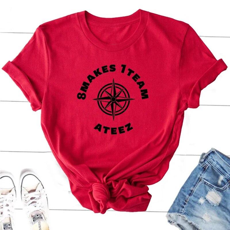 Ateez Fellowship Break The Wall T Shirts Kpop Round Neck Short Sleeve T Shirt Korean Fashion Streetwear Fans Clothes K-pop Tops Unisex