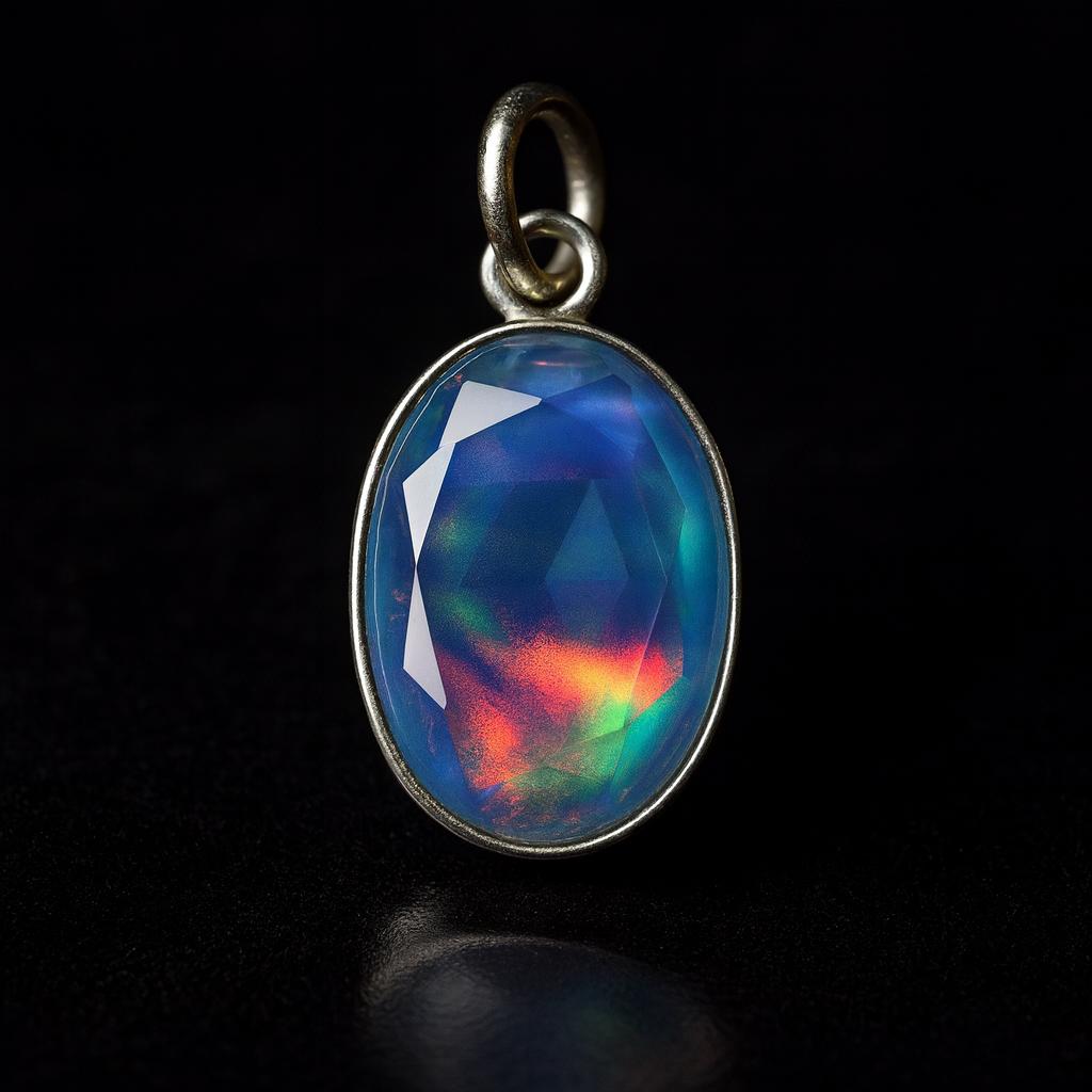 17,90 Karat Natürlicher Opal 925er Sterlingsilber Oval Geschliffener Edelstein Anhänger ZERTIFIZIERT