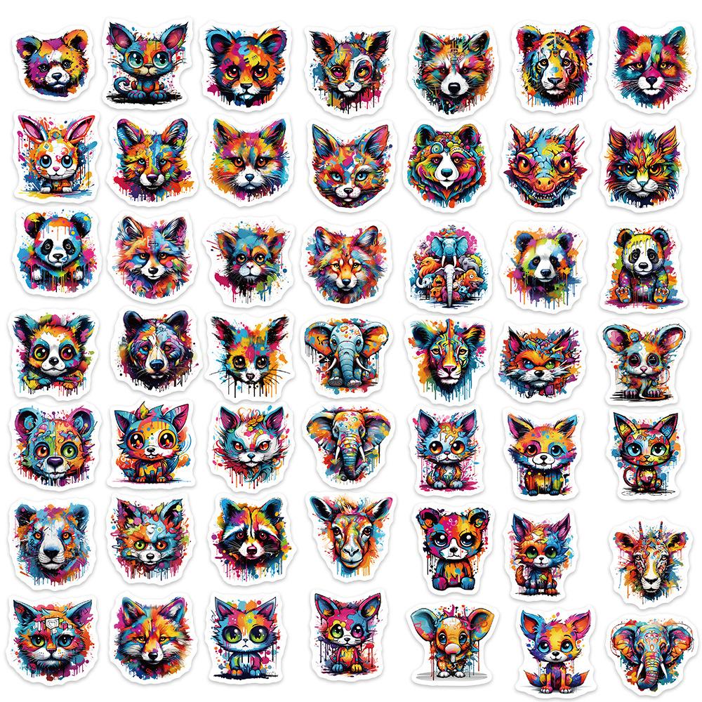 50 Cartoon Colorful Animal Graffiti Stickers Personalized Decorative Guitar Notebook Suitcase DIY Waterproof