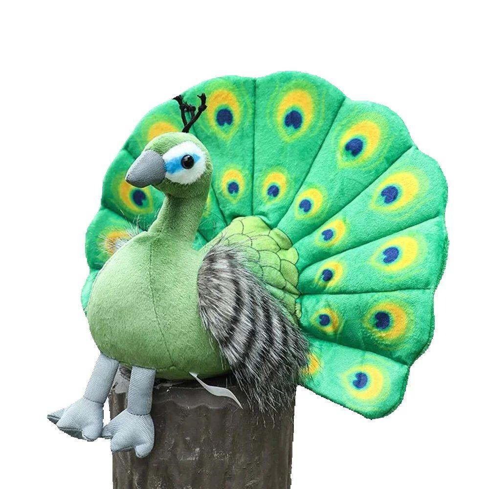 25CM Colorful Peacock Plush Toy Zoo Commemorative Feather Opening Screen Doll Bird Toy Send Children Birthday Christmas Gifts