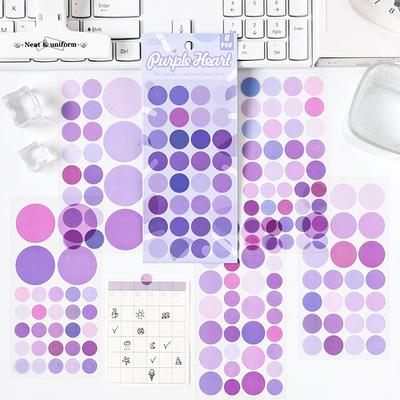 6sheets Kawaii Dot Party Series Waterproof PET Transparent Solid Color Circle Stickers Creative Handbook DIY Basic Decoration