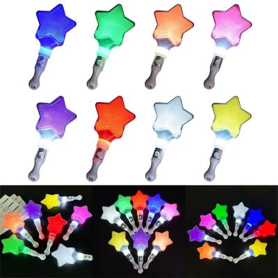5 Stück leuchtende Zauberstäbe mit zufälliger LED-Farbe, leuchtende Stäbe, stern- und herzförmige blinkende LED-Leuchtstäbe