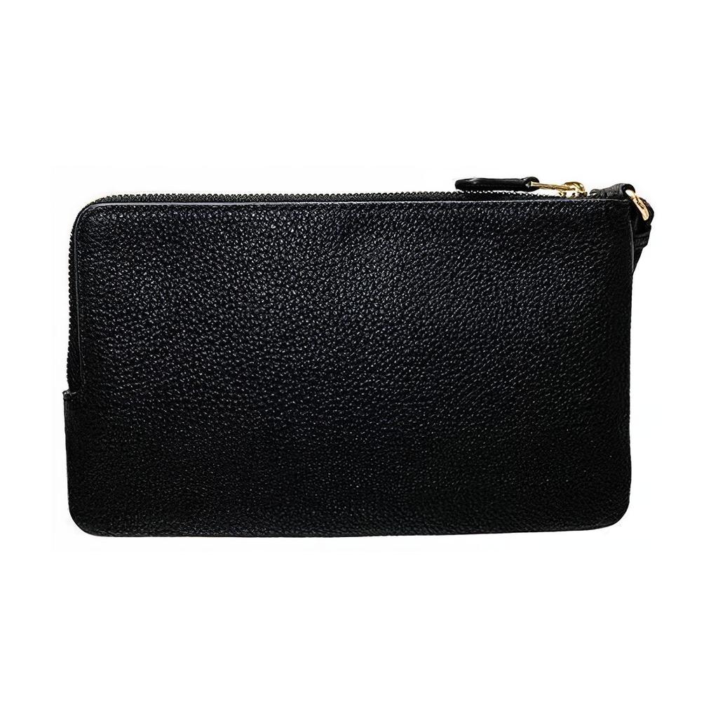 New COACH Corner Zip Leather Clutch Card Holder, Wallet Wrist Bag Regular Women's Brown & Black C5576-IMCBI