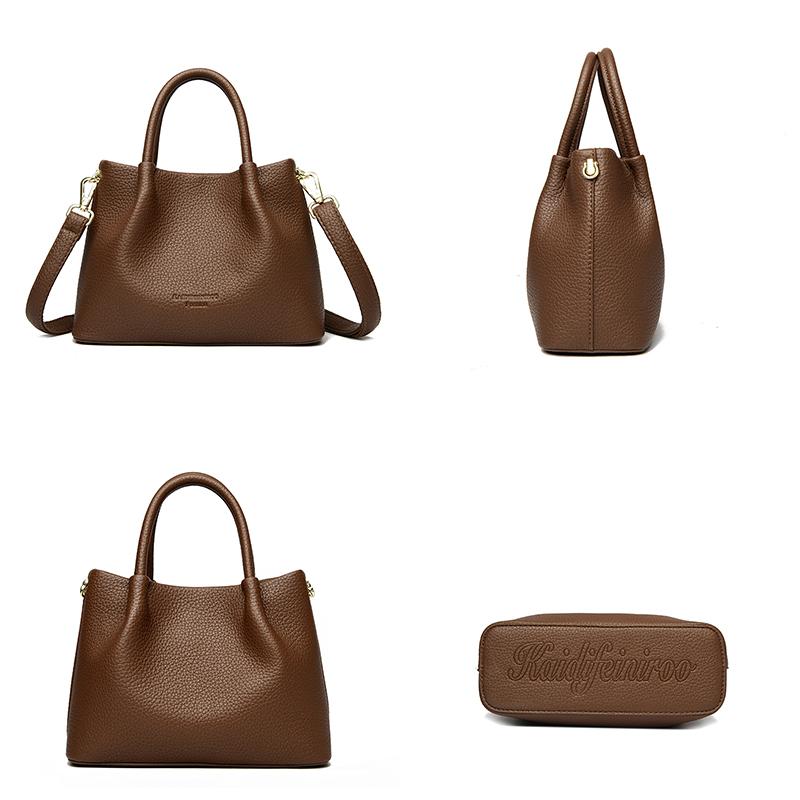 Ladies' Soft Leather Tote Bag, Luxury Designer Handbag, Solid Color Ladies' Shoulder Bag, and Minimalist Crossbody Bag