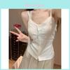 Spring Summer 3d Lace Trim Camisole Top With Ribbed Fabric For Women