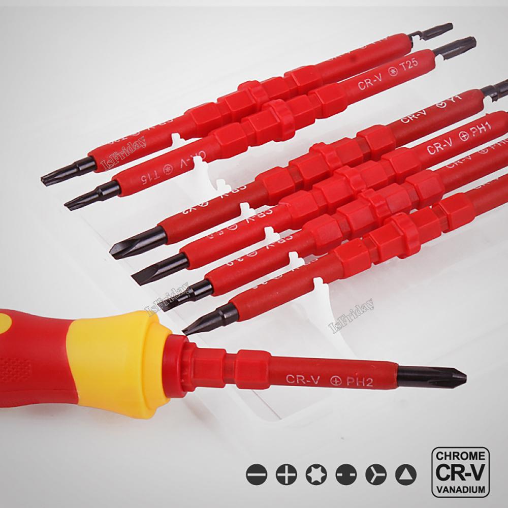Interchangeable Insulated Screwdriver Set, Magnetic Slot End, Maintenance Tool, Electrician Tool, 380V