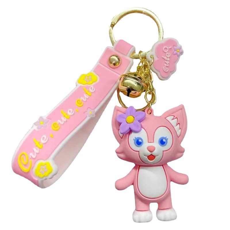 Cartoon Cute Lingna Belle Car Keychain Glue Pendant Pink Fox Couple Backpack Keychain Pendant