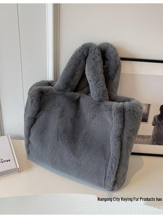 Borsa Tote in Peluche Grande Capacità - Autunno/Inverno 2025 Borsa Casual Versatile a Spalla e da Mano