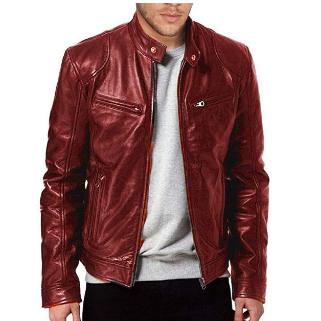 Jacket Mens Motorcycle PU Jacket Slim Fit Jackets Autumn Zipper Windproof Leather Coat Men Clothing Plus Size