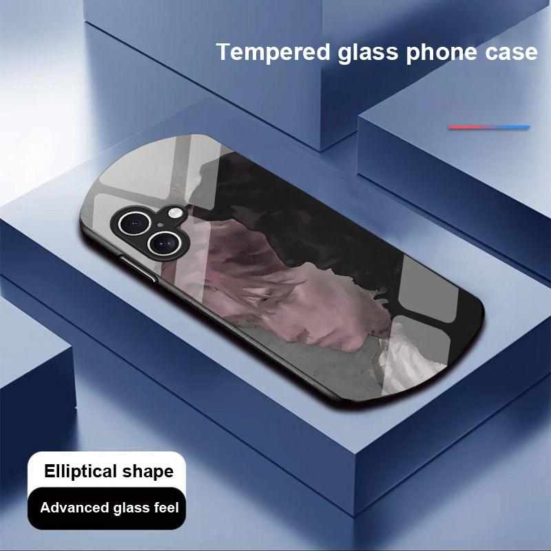 

Color Two-Face For Apple IPhone 16 11 13 15 14 Pro Max 12 Mini 7 8 Plus XR X XS Elliptical Shaped Tempered Glass Phone Case For iPhone 16 Promax