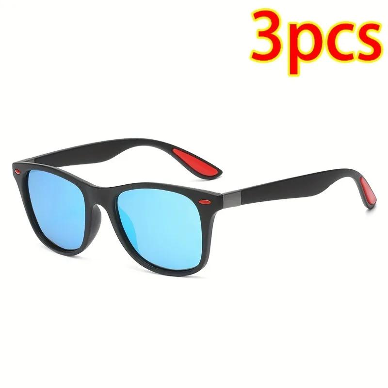 3 PCS Fashion Retro Metal Square Frame Sunglasses Men Ladies 's  Sunglasses Anti-Glare Retro Eyewear UV400