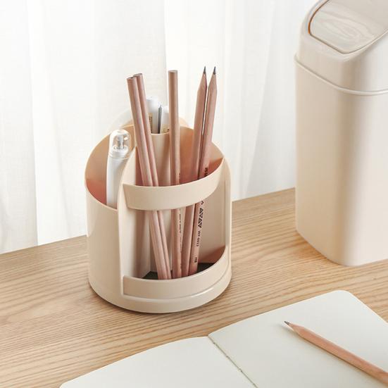 Pen Holder Makeup Organizer Creative Multi-Grid Design 360-degree Rotatable Easy Access Versatile Storage Box