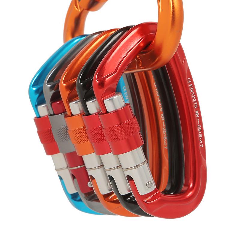 Outdoor Aluminum D-Shaped Lock: Camping, Hammock, Backpack, Rock Climbing, and Mountaineering Clip.