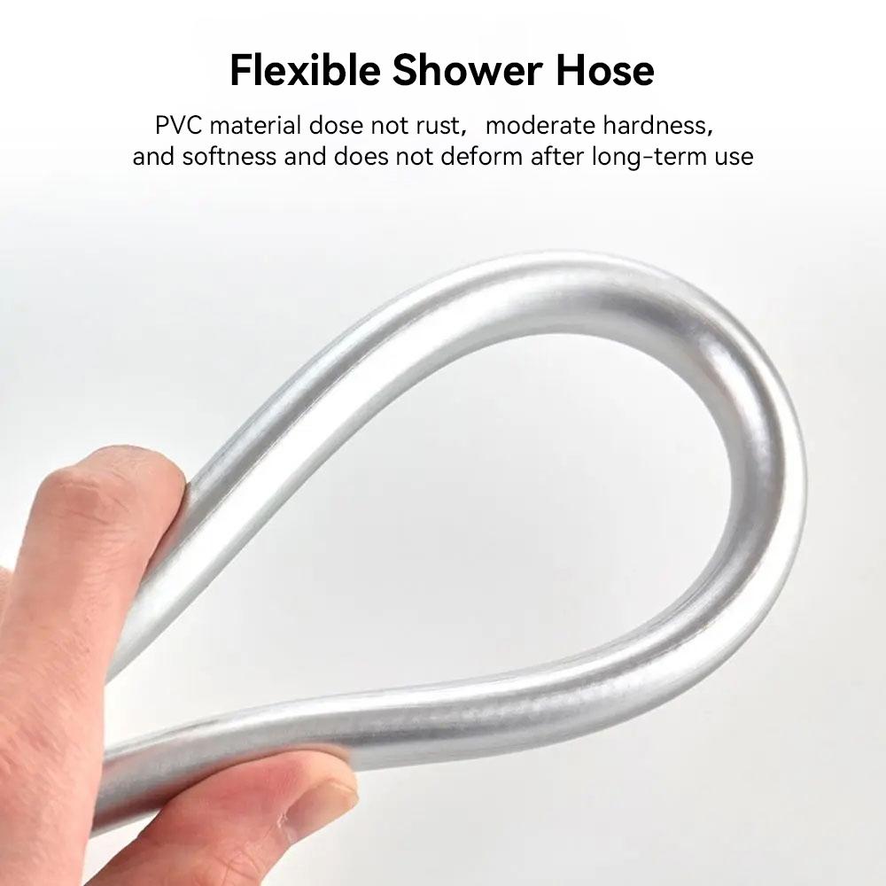 1.5m Flexible PVC Shower Hose G1/2 Connector Durable Anti-Rust Leak-Proof Gray Bathroom Pipe for Handheld Shower Head Accessorie