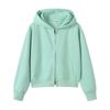 Korean Style Womens Short Hooded Zip-Up Cotton Blend Sweatshirt Loose Fit Winter Casual Top