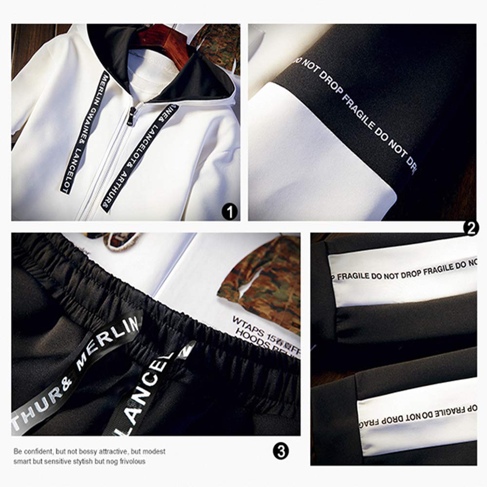 Tracksuit and Sweatsuit Plus Sizes Loose Stylish Hoodie with Long [foveitaa] Men's Set, Available, Fall/Spring Wear, Fit, Zip-Up Pockets, Sleeves,