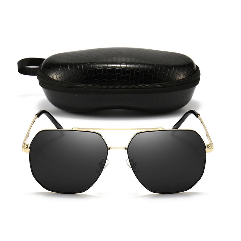 Polarized, Sunglasses Men'S Retro Toad Sunglasses High Definition Polygon Double Beam Tide Metal Ins Fashion
