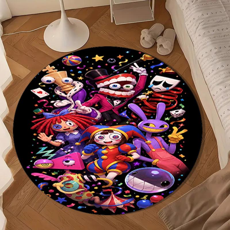 Amazing Digital Circus Round Rug for Livingroom,Bedroom, Palyroom, Chair Rug, Area rug, Circle Carpet, Large Size Decor Fan Christmas gift