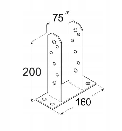 Pfostenschuh auf Beton geschraubt, verzinkt, 75x200 mm