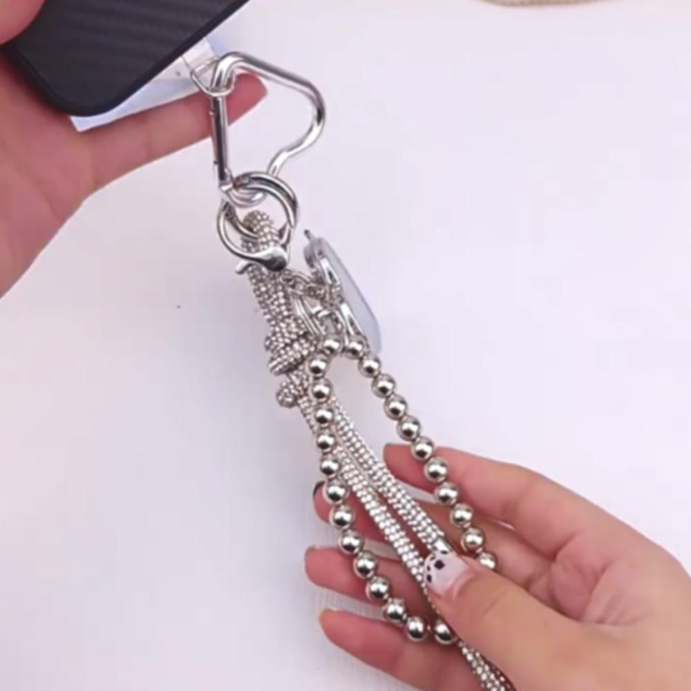 Rhinestone Heart Key Keyring Phone Lanyard Crystal Chain Pendant for Women/Men