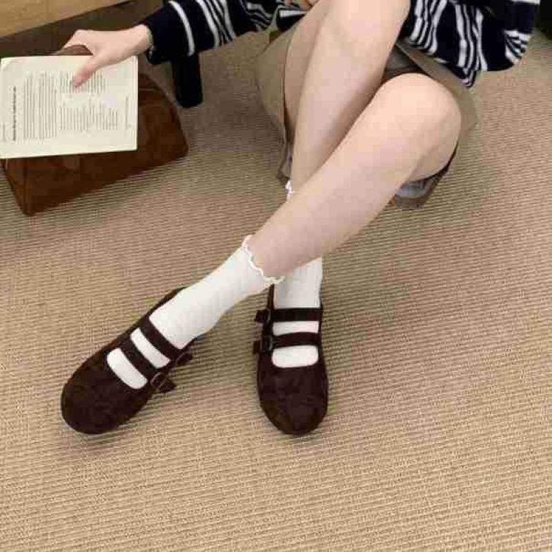 

Vintage square head belt buckle Loafu Mary Jane shoes women s 2025 autumn new soft flat bottom shallow mouth Doudou single shoes 40 красный