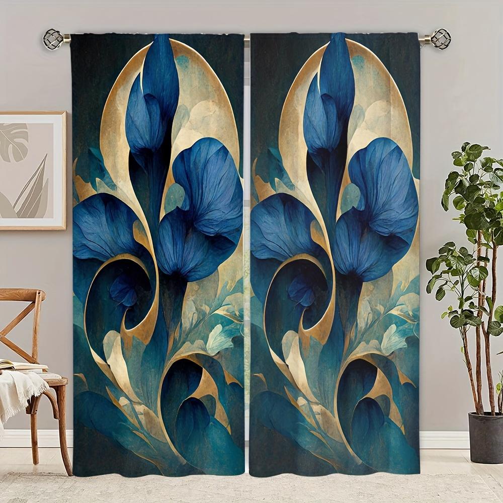Luxury Oil Painting Gold Vase Colorful Flower Window Curtains Blinds for Living Room Girl Boy Kids Bedroom Decor 2Pieces Office