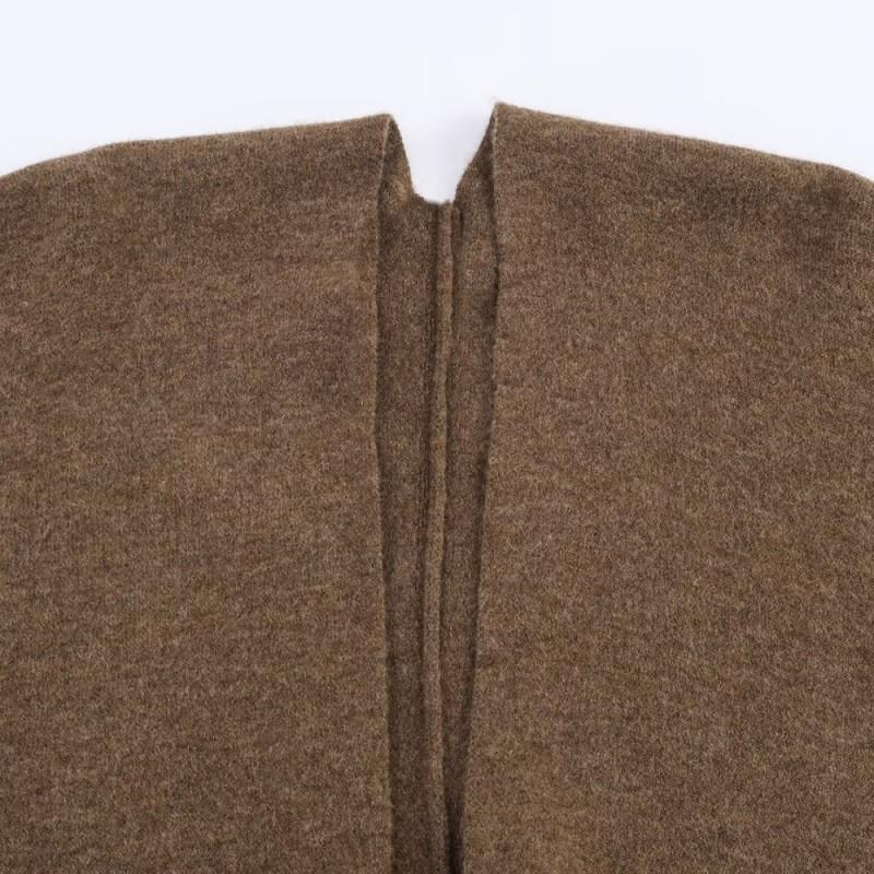 Womens Long Knit Cape Cardigan Loose Fit V-Neck Solid Color Casual Wear