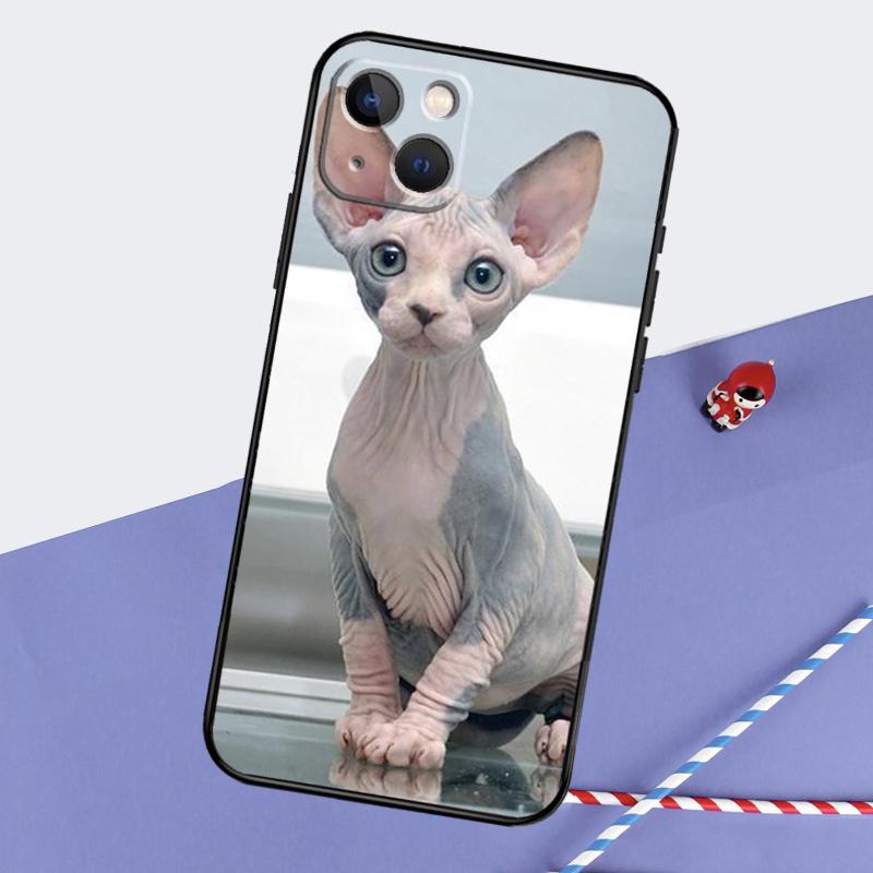 Sphynx Cat Phone Case For iPhone 16 15 Pro Max 12 13 Mini 11 14 Pro Max XR 16 15 Plus 16e Cover Coque