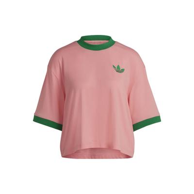 Originals Color Block Iconic Logo Embroidered Crew Neck Short Sleeve T-Shirt Women Tops Pink IB2061