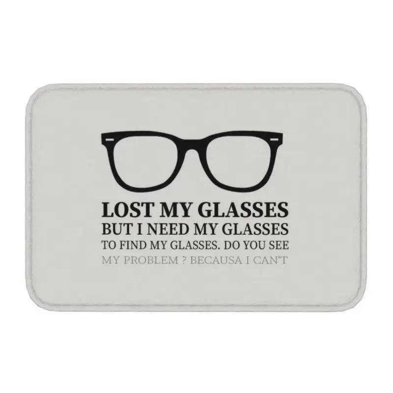 Funny Glasses with Eye Test Chart Doormat Non-Slip Entrance Door Floor Mat Optician Optometrist Living Room Carpet Rug