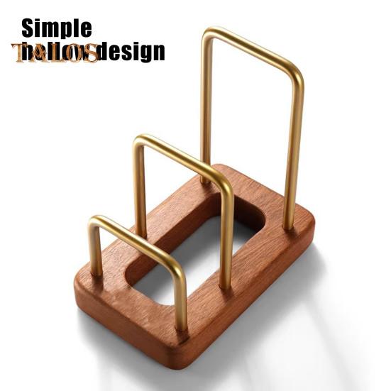 Kitchen Chopping Board Rack with Wood Base Multi Layer Design Stable Pot Lid Holder Baking Pan Storage Organizer