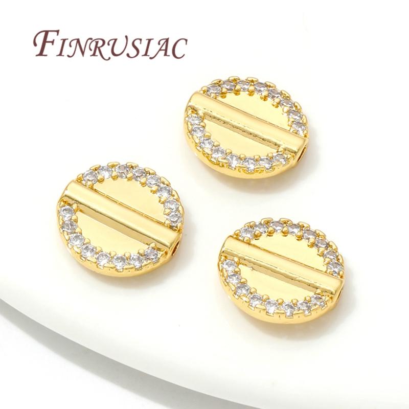 12MM*12MM Spacer Beads 18K Gold Plated Brass with Zircon Bead Separator For Beads Bracelets Accessories DIY Jewelry Making