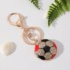Keychain Pendant Rhinestones Inlaid Football Design Key Chain with Enamel Finish Lobster Clasp Backpacks Accessory