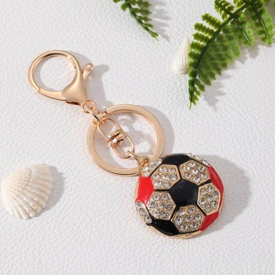 Keychain Pendant Rhinestones Inlaid Football Design Key Chain with Enamel Finish Lobster Clasp Backpacks Accessory