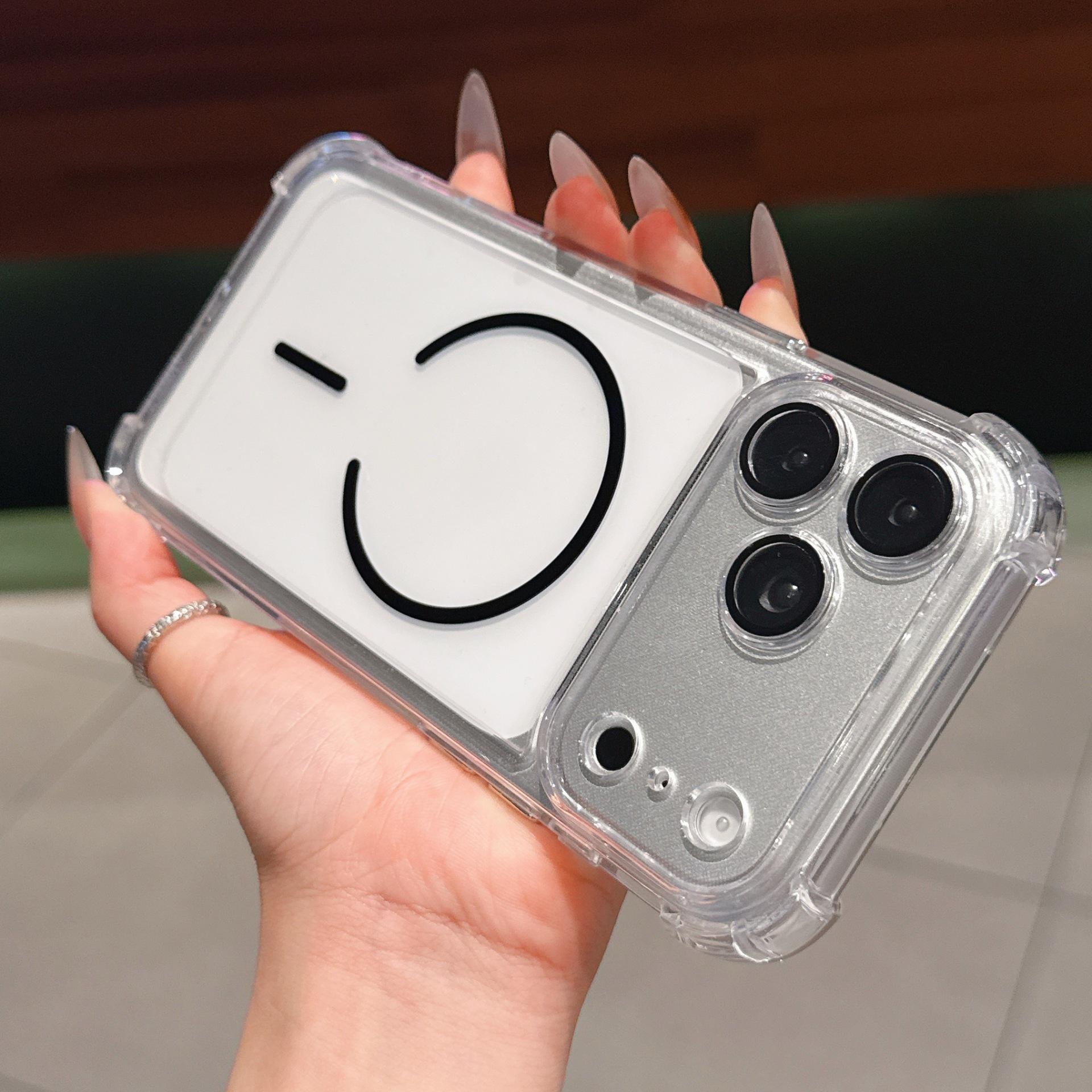 

Square Anti-Drop Magnetic Ring Phone Case for iPhone 16 Pro Max/14/15 with Airbag Protection - Transparent iPhone 14 Pro Max чорний