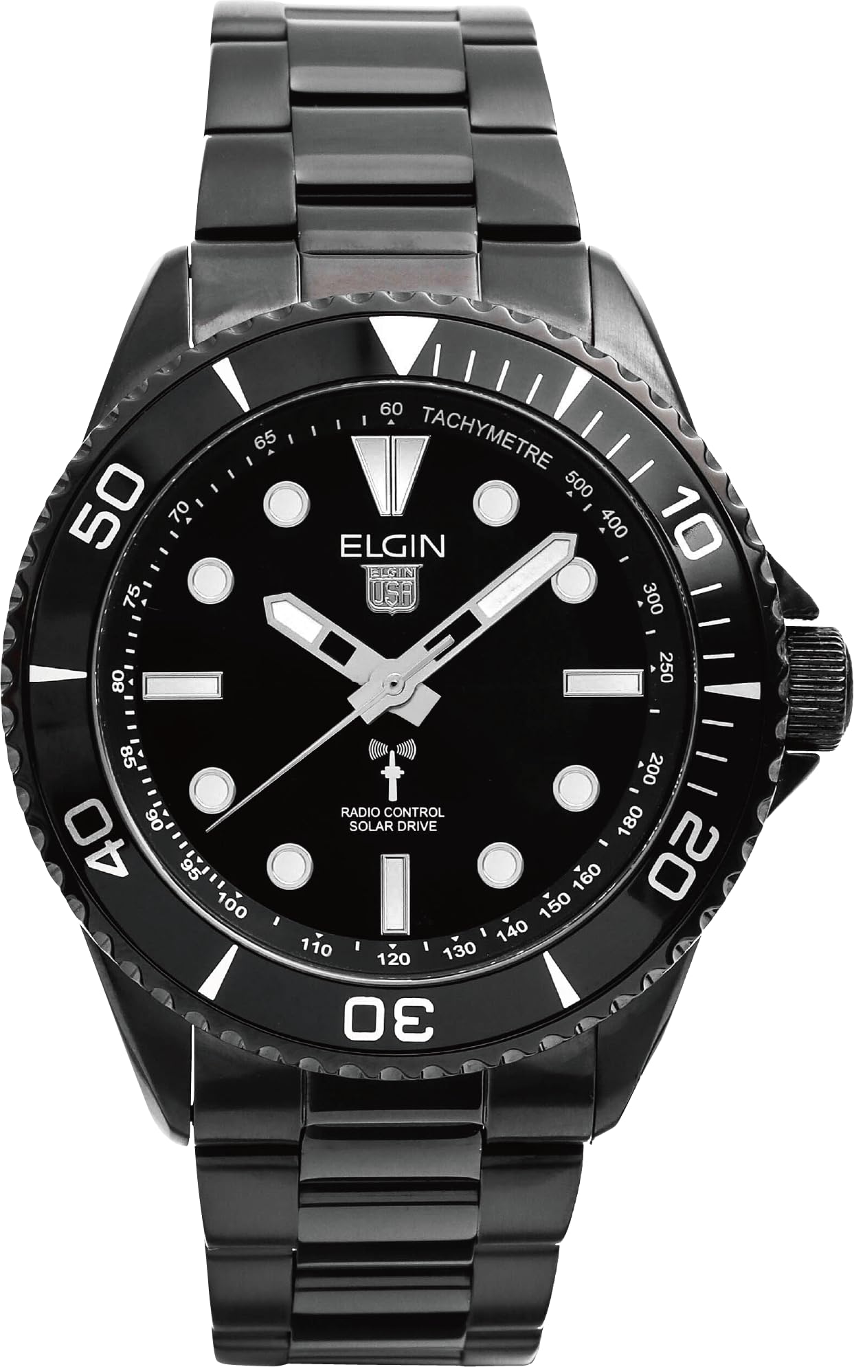 ELGIN Солнечные часы Черное IP Радиоуправляемые FK1427B-BP Мужские чёрный