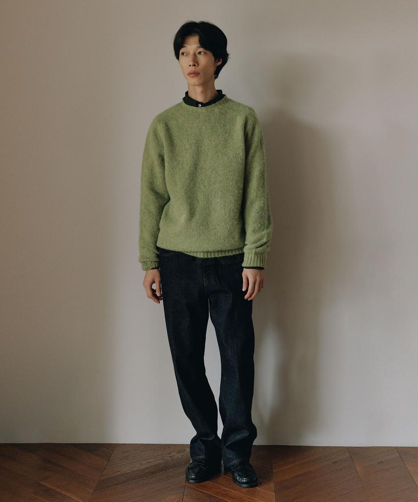 BLANKROOM Shaggy Dog Crew Neck_Avocado