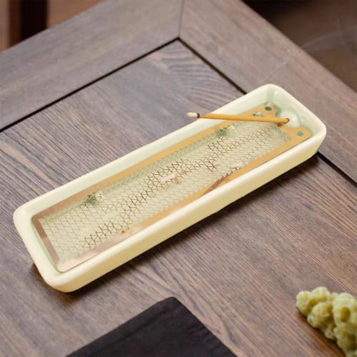 Incense holder, horizontal incense holder, incense burner, Buddhist altar accessory, stylish incense holder, incense burner, blue plum color