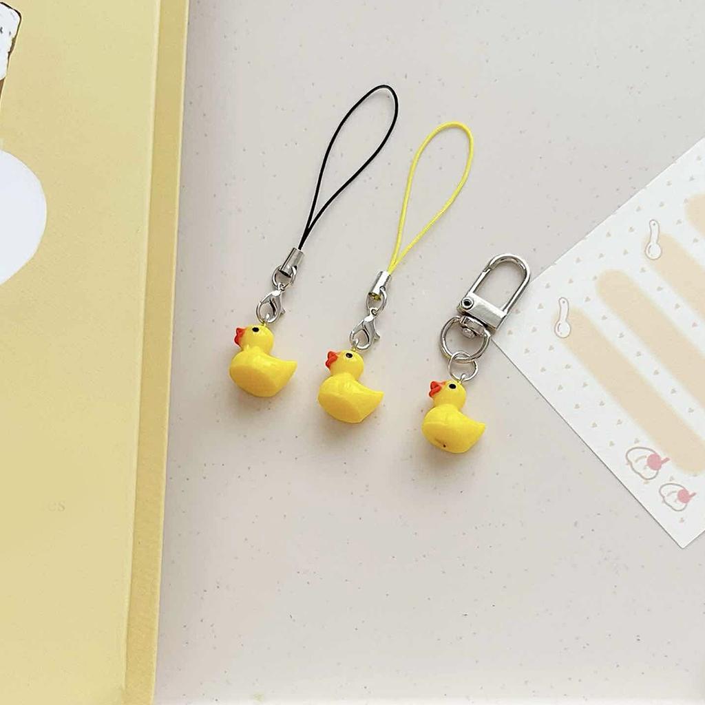 Adorable Yellow Duck Phone Chain Easy To Attach Animal Pendant Keychain Handmade Decoration for Bags and Wallets