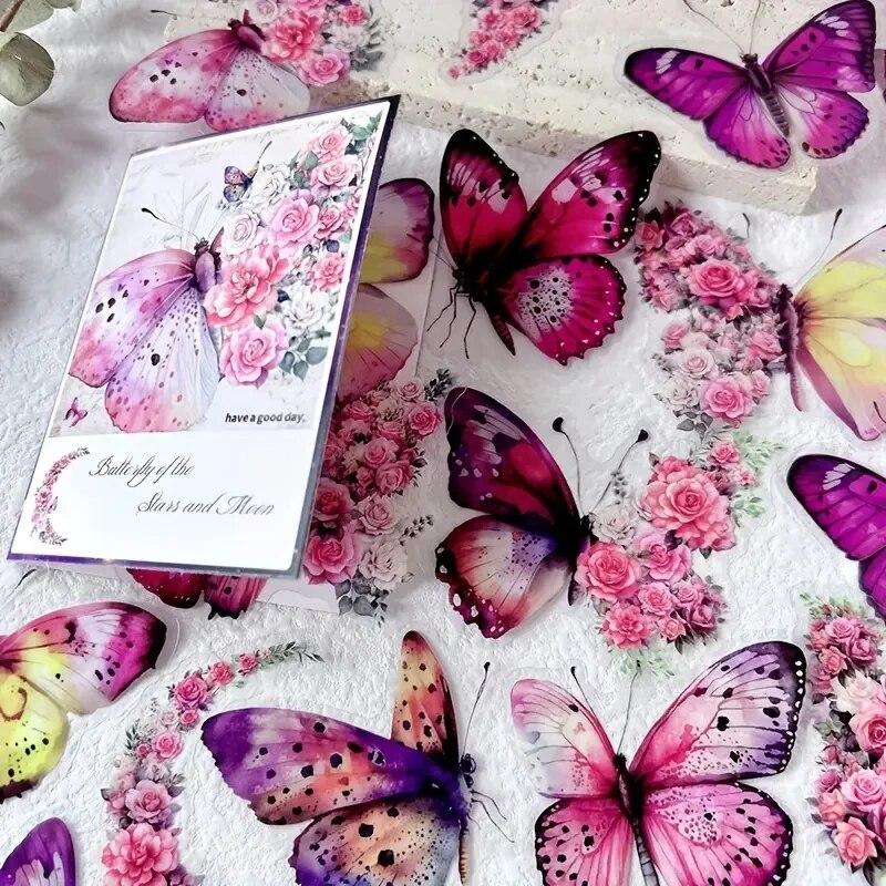30 pcs/lot Butterfly Flower Themed DIY Decorative Stickers Pack Decorative Stickers For Scrapbook Label Diary Album Planner