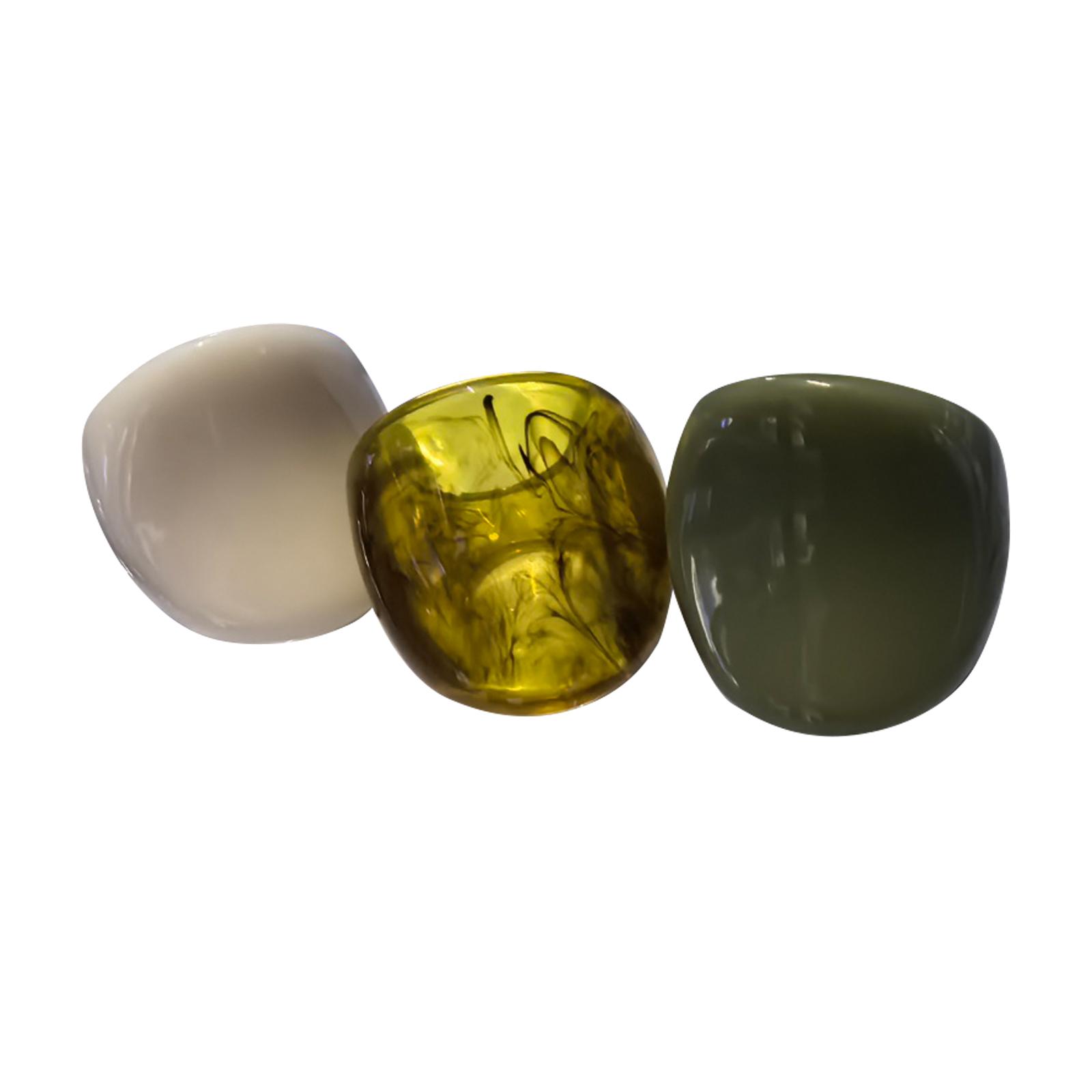 Стильный набор из 3 круглых больших колец из геометрической смолы One Size белый