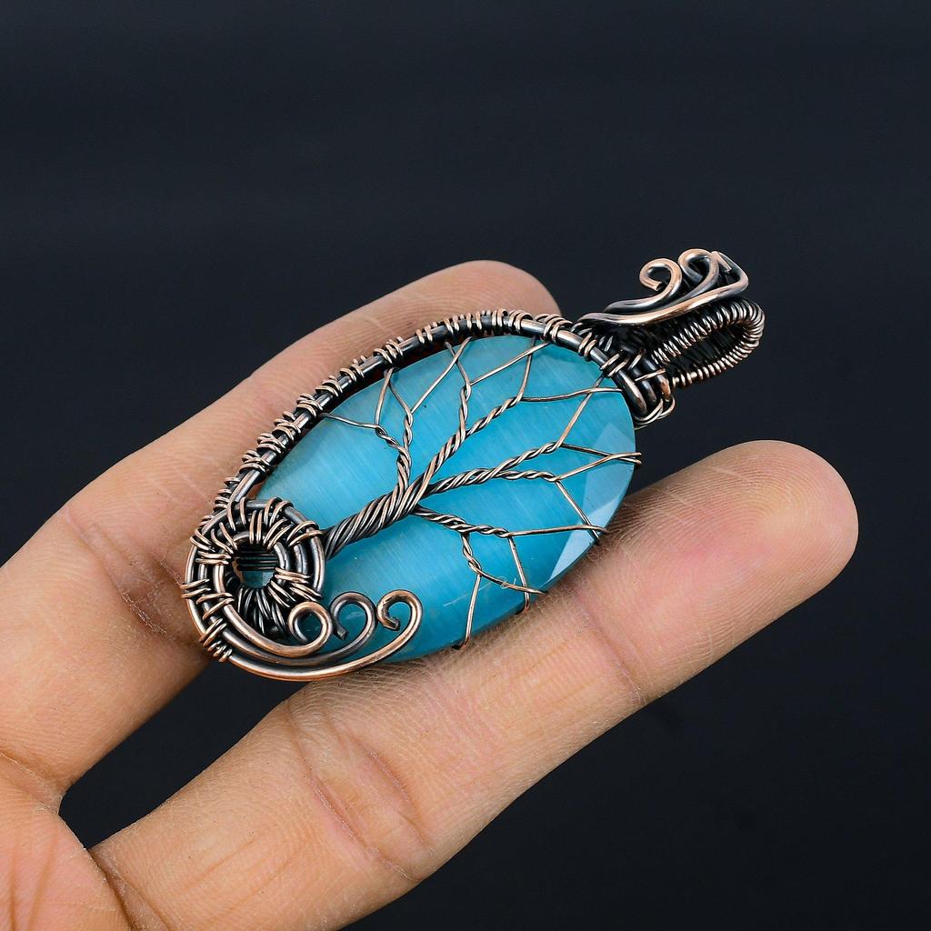 Tree Of  Life Monalisa Pendant, 999 Copper Wire Wrapped Pendant Handmade Gemstone Jewelry, Gifts For Wife Brand New Pendant