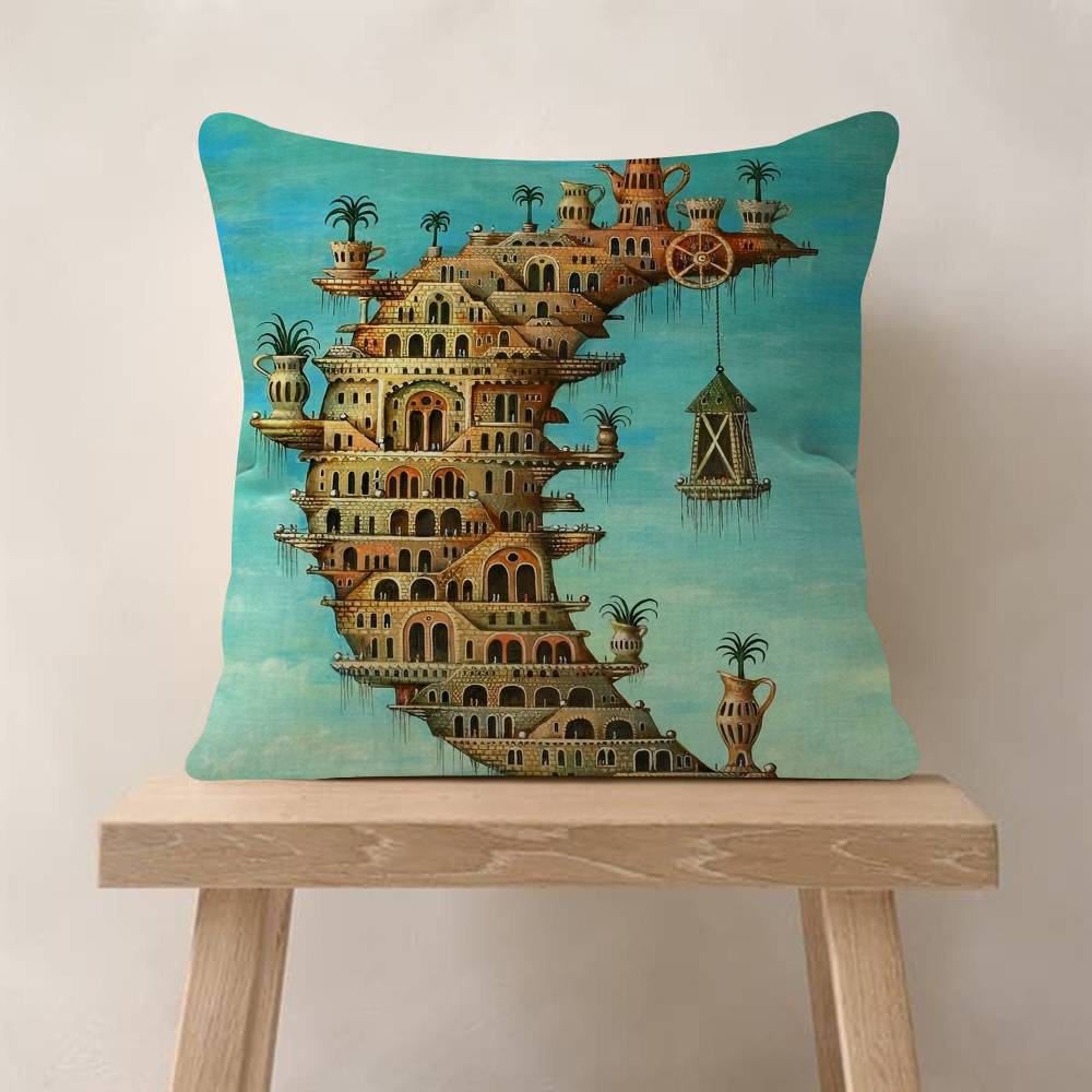 Classic Surrealist Wall Art Pillowcase Toon Gift Cushion Cover Bedroom Home Sofa Chair Seat Decor Pillow Case