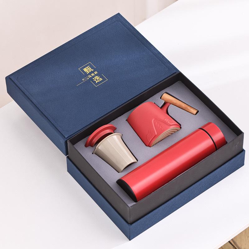 Guofeng Merchandise Zhoushan Ceramic Cup Three-Piece Gift, Thermos Cup Business Engraving Name