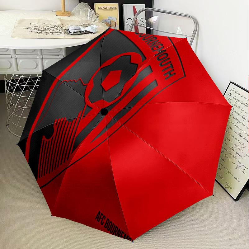 Afc Bournemouth Crest Automatic Folding Umbrella - 8-Rib Travel Umbrella with Auto Open/Close & Portable Gifts for Holidays or Birthdays