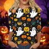 Women's Casual Halloween Print 3/4 Sleeve Round Neck Top for Holiday Party