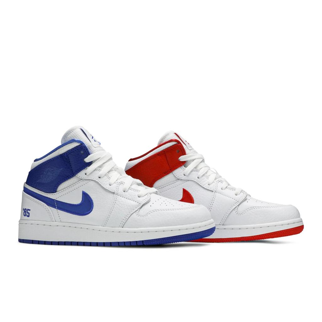 Air Jordan 1 Mid Grade School '85' (Unisex) White / Multi-Color / Chile Red Kids' Basketball Shoes DH0200 100